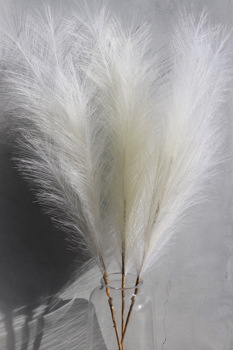 Large Off-White Faux Pampas Grass - 3 Stems